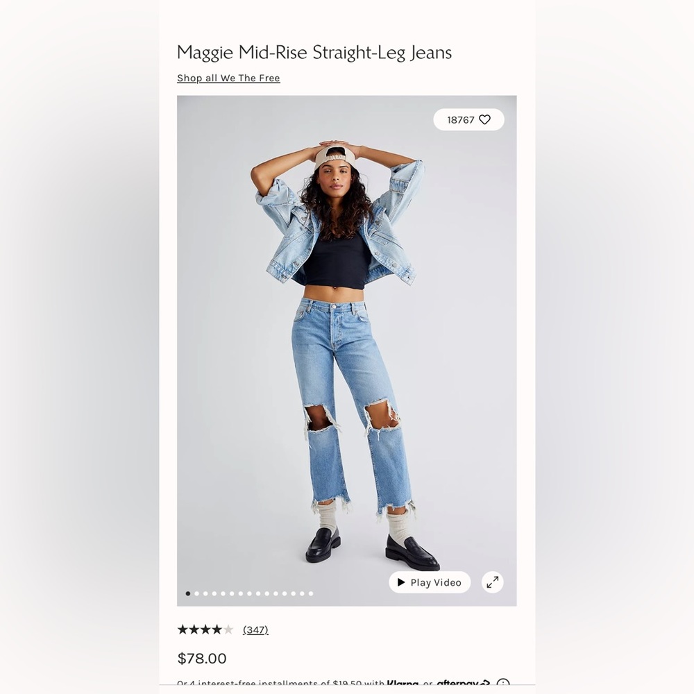 Free People Maggie Mid-Rise Jeans. Size 27. Color: Light Stone